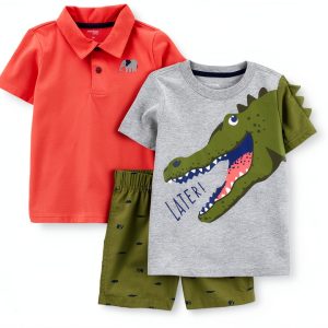 Carter's Simple Joys Baby Boys Pants Set 3T Coral Orange Elephant-0