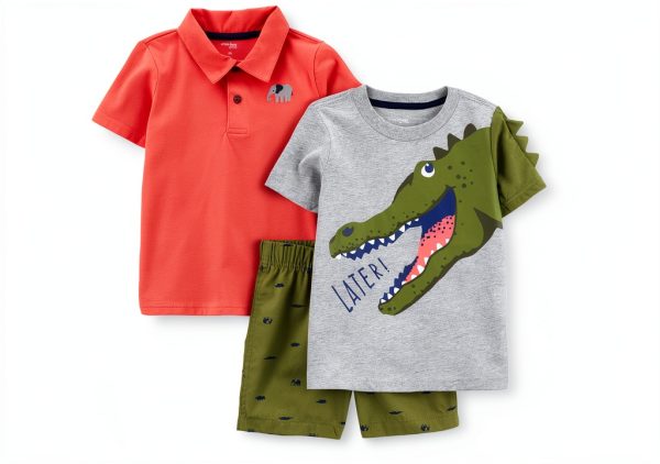 Carter's Simple Joys Baby Boys Pants Set 3T Coral Orange Elephant-0
