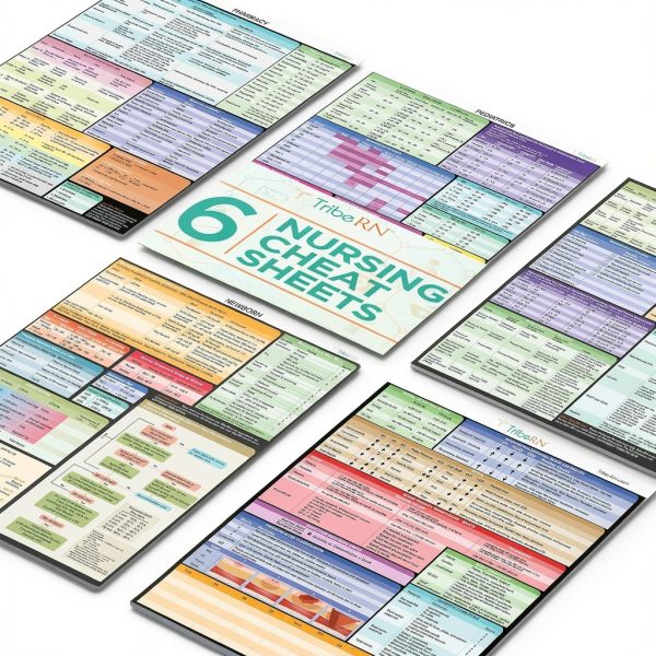 Nursing Cheat Sheets by Tribe RN – 6 Heavy‑Duty Medical Cards-0